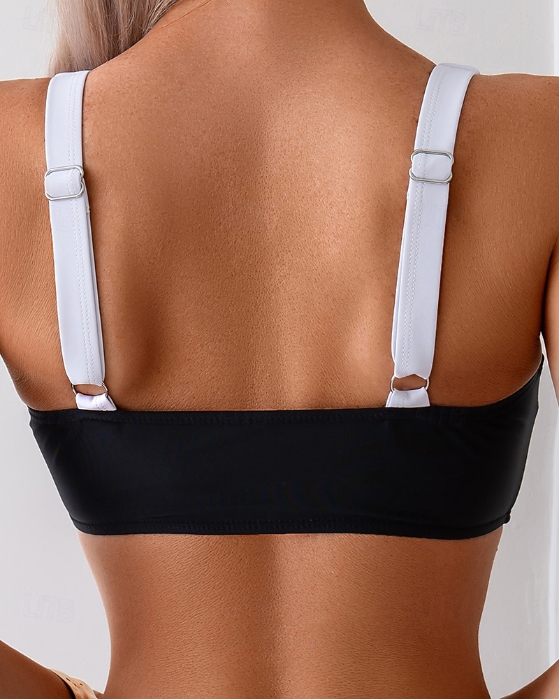 Жен. Купальный костюм Купальники Комплекты бикини Купальники Черный УПФ 50+ Без рукавов - Серфинг Пляж  Плавание Лето 2026 - $16.49 –P5