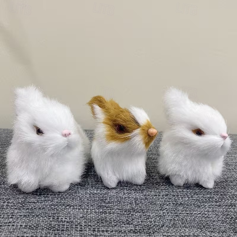 4 фигурки пасхальных кроликов ручной работы — универсальный праздничный декор для дома &полка для демонстрации, неэлектрическая, без перьев, идеально подходит для Рождества, Хэллоуина, Хануки, Дня 2026 - $25.99 –P5