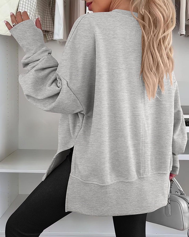 Femmes Sweatshirt Pull Patchwork Uni Occasionnel manche longue Col rond Hauts Réguliers Tenue Quotidienne Fête Sortir Bleu Noir Blanche Vert Grise Printemps Automne Hiver de 2026 ? $36.99 –P7