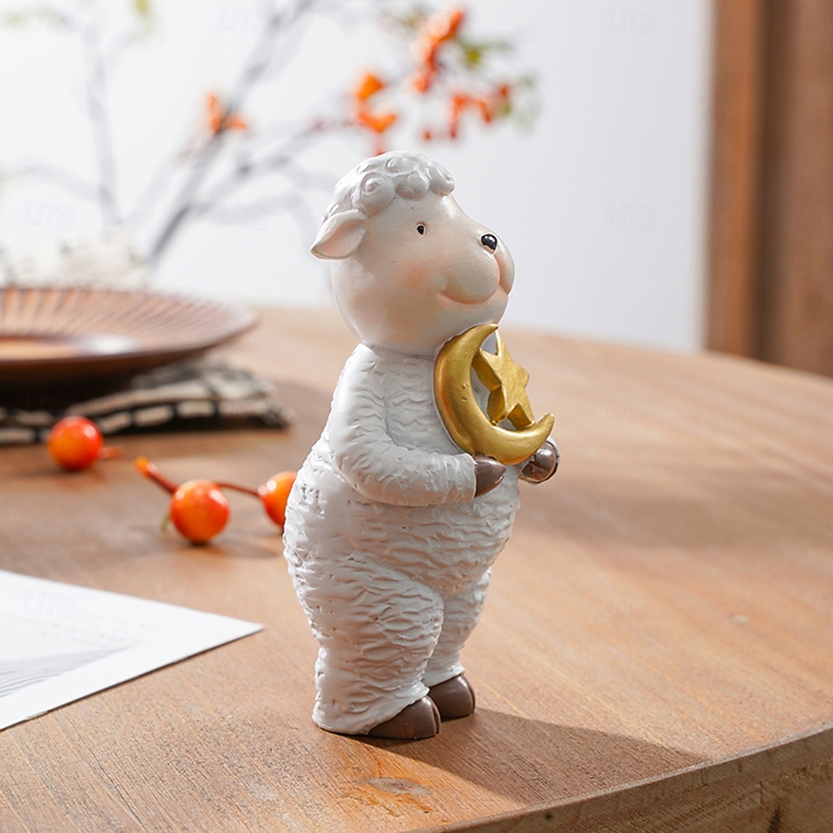 Ramadan Sheep Figurine, Black & White Resin Sheep Holding Moon & Star, Hand-Painted Decorative Ornament for Eid al-Fitr, Eid al-Adha, Ramadan Home Décor, Gift for Family & Celebration 2026 - $15.99 –P9