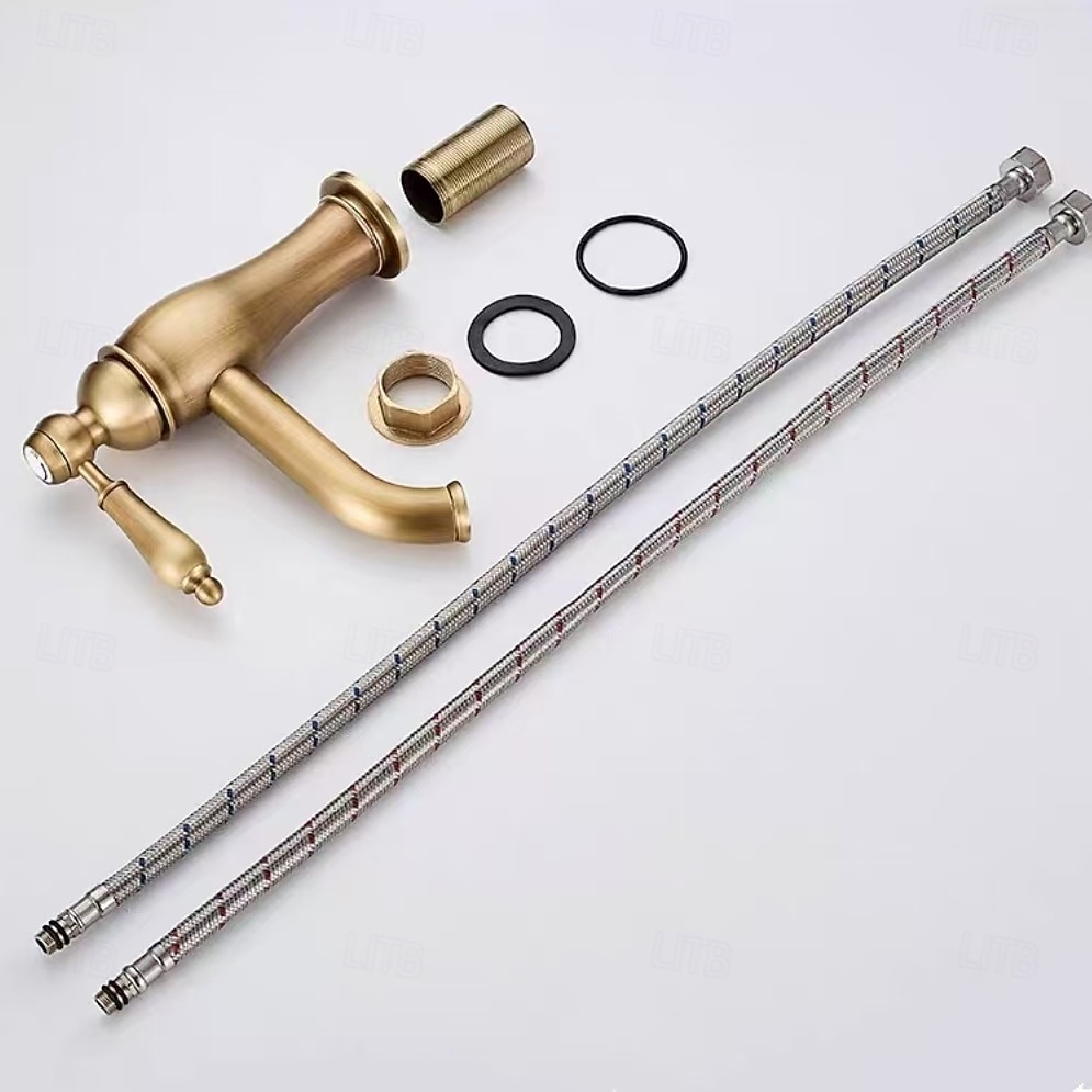 Koupelna Umyvadlová baterie - Klasické Starožitná mosaz Baterie na střed Jedna rukojeť, jeden otvorBath Taps 2026 - $170.99 –P6