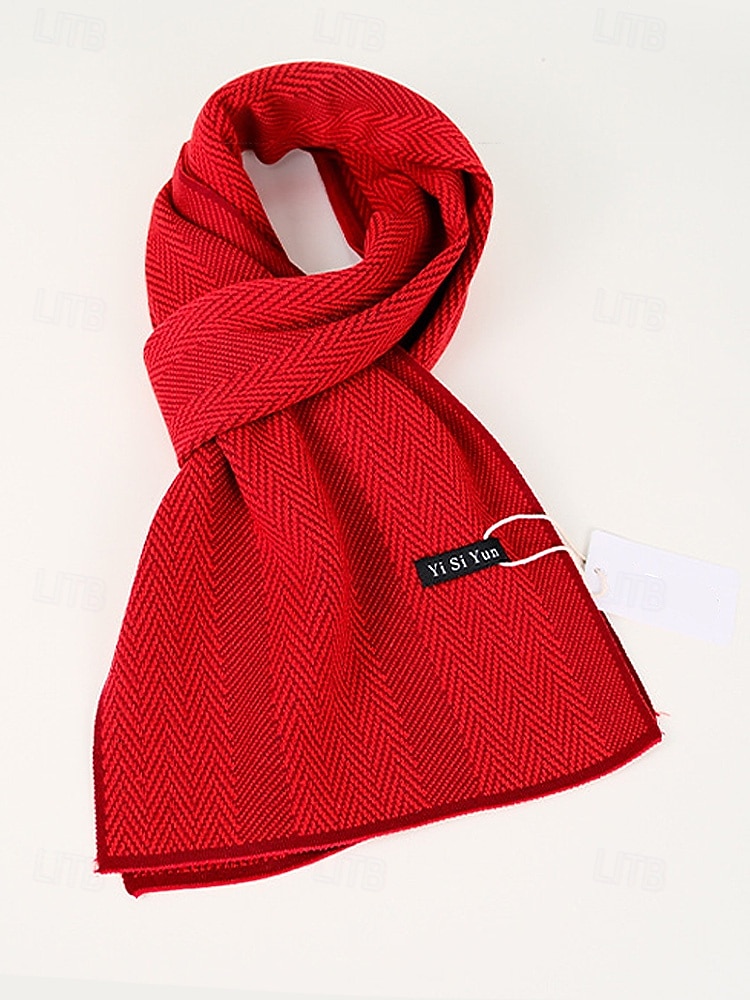 мужской вязаный шарф с узором «ёлочка» — мягкий и стильный, многоцветный, идеально подходит для зимы и повседневной носки 2026 - $14.99 –P5