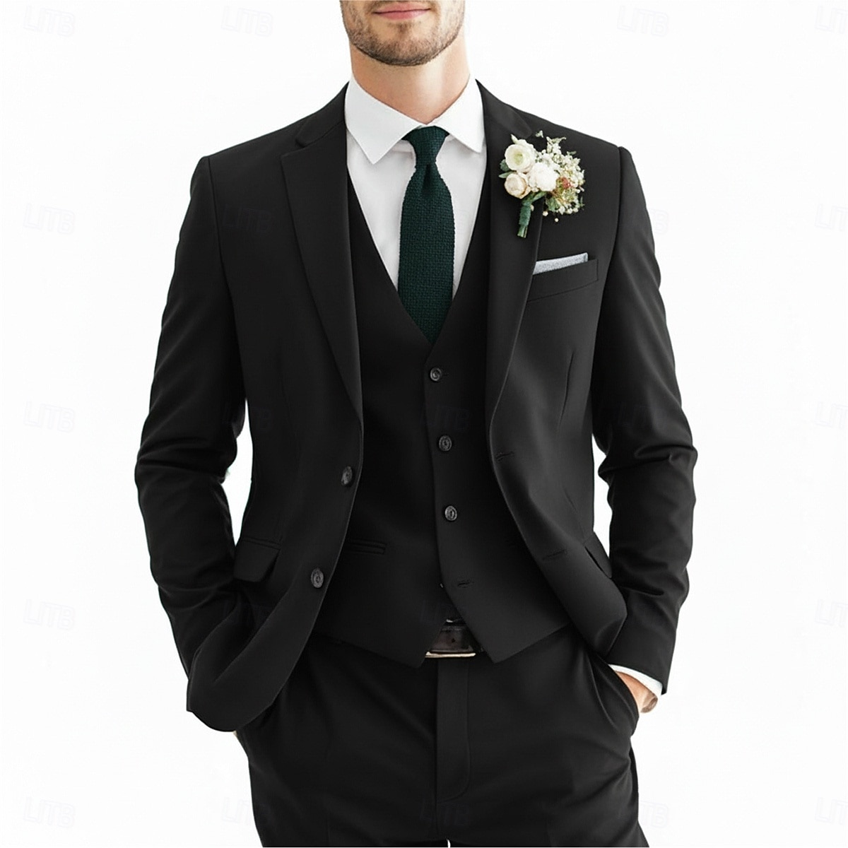 Herren Trauzeugen Anzüge Strandhochzeit Frühlingshochzeit Schwarz Burgunderrot Frühling & Sommer Anzug Gekerbtes Revers Party Geschäftlich Einfarbig Schmale Passform 3-teilig Einreihige 2026 - $119.99 –P5