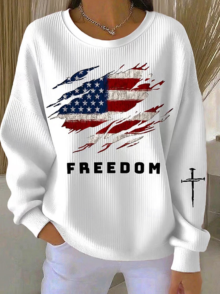 Mujer Pullover Estampado Graphic Letra Cálido Clásico Casual Manga Larga Cuello Barco Tops regulares Casual Hogar Calle Azul Piscina Negro Blanco Rojo Beige Primavera Otoño Invierno 2026 - $29.99 –P1