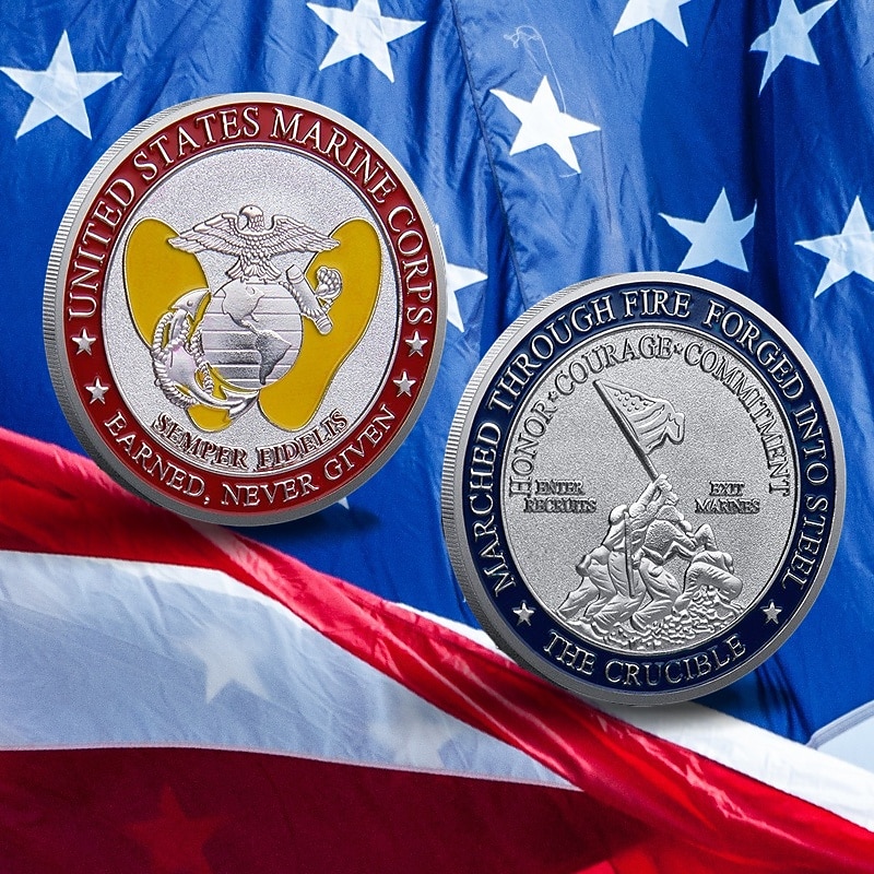 Pièce commémorative du corps des marines des États-Unis – Pièce de défi militaire en fer à l'occasion du 250e anniversaire des États-Unis médaille de collection en métal pour les marines et cadeaux de 2026 ? $15.99 –P4
