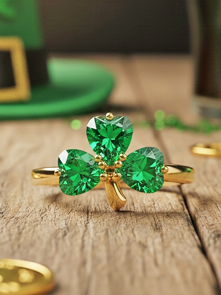 Dámský prsten s trojlístkem a jetelem ke Dni svatého Patrika, měděný materiál, elegantní šperk pro štěstí v irském stylu pro dámy, ideální pro sváteční oslavy, průvody, večírky a slavnostní nošení. 2026 - $11.99 –P2