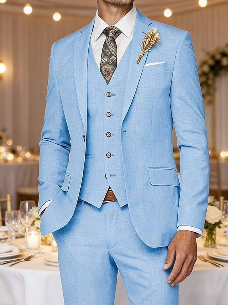 Herren Blazer + Weste + Anzughose Blazer Geschäft Arbeit Hochzeit Mode Streetwear Herbst Winter Terylen Einfach 3 Teile Einreihig Blazer Schwarz Champagner Rosa Kaki 2026 - $125.29 –P3
