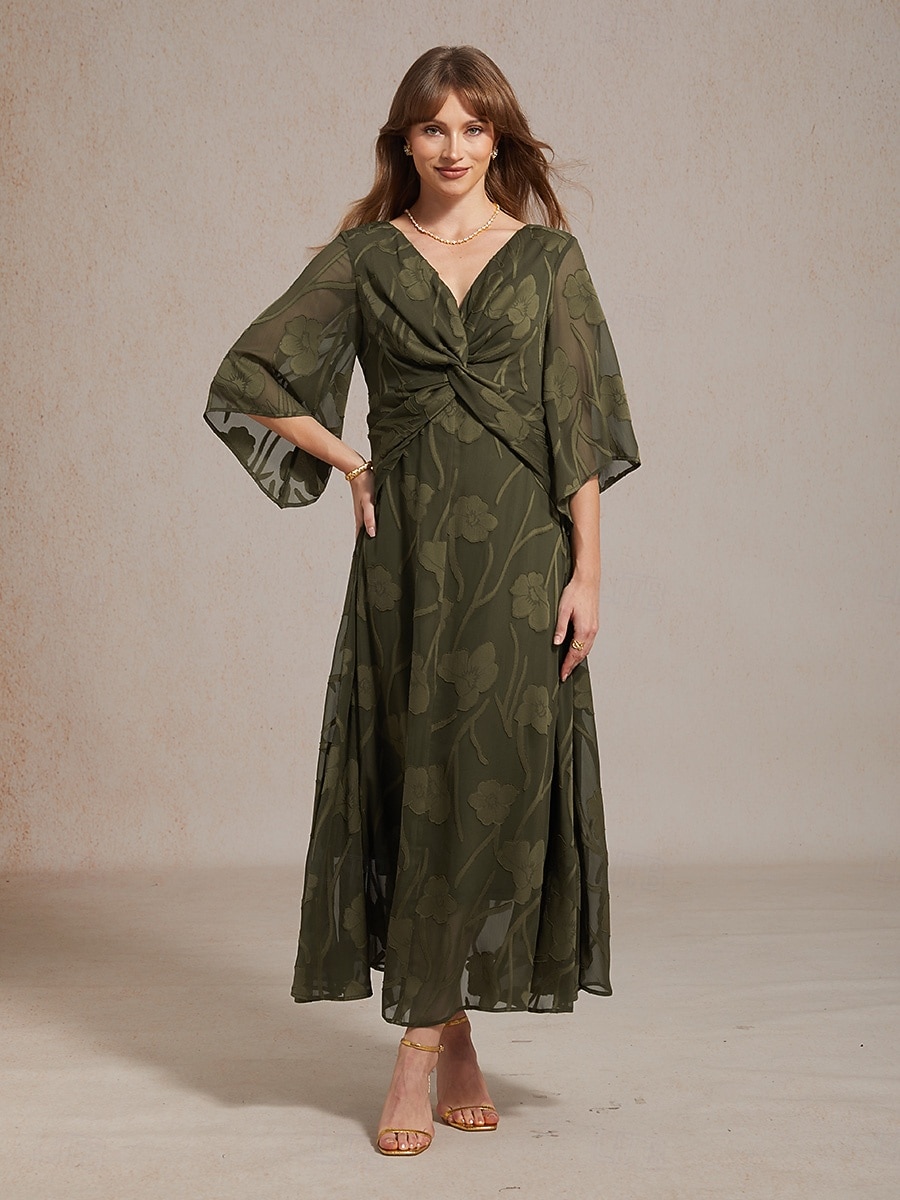 womens brown midi dress The Gathered LAST GROUP 1 Size:0 - 3 Months Wholecut Oxford - Green Contrasting colors