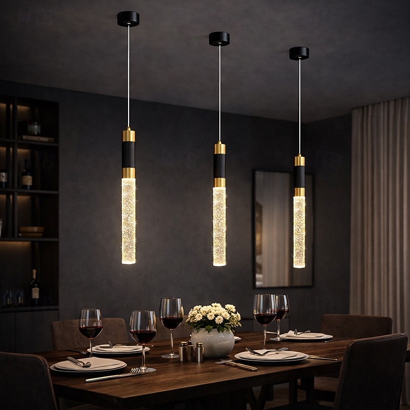 LED-Pendelleuchte, dimmbar, 34 cm, Kristall, moderne Kücheninsel-Leuchte, verstellbare Pendelleuchte für Kücheninsel, schwarz-goldener LED-Kronleuchter für Esszimmer, Schlafzimmer, Mini-Pendelstrahler 2026 - $115.19 –P4