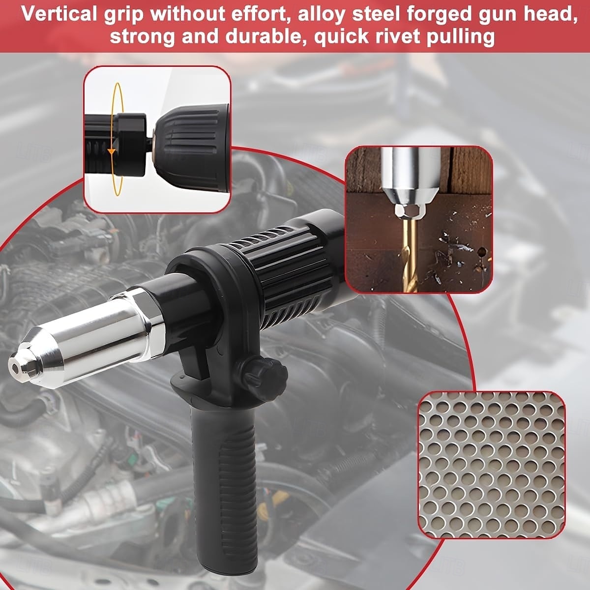 Adaptador de pistola remachadora eléctrica de grado profesional, accesorio de remaches para taladro eléctrico inalámbrico con 4 cabezales de remache de 2,4 mm, 3,2 mm y 4,0 mm, herramienta de 2026 - $27.99 –P8