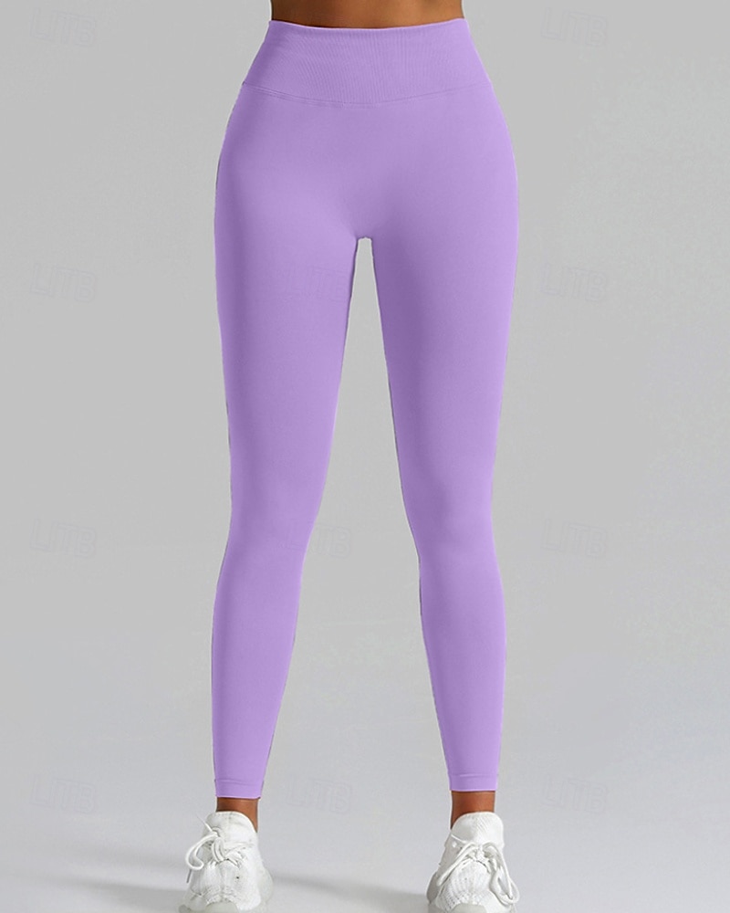 Per donna Chinos Leggings Streetwear Casual Athleisure Lunghezza intera Vita media Semplice Elastico in vita Traspirante Elasticizzato Quotidiano All'aperto Vacanza Viola Nero Blu reale Fuschia del 2026 a $17.99 –P9