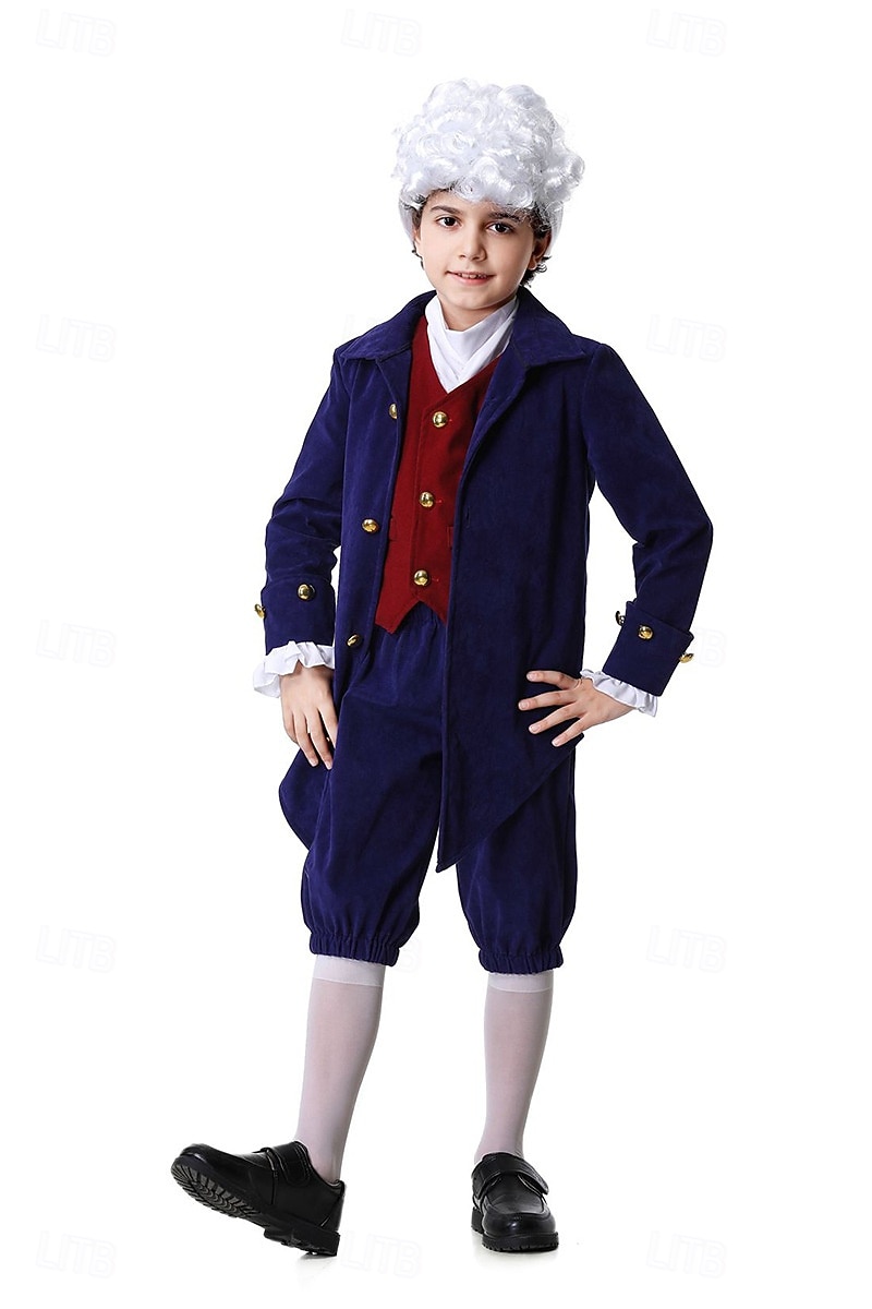 250e anniversaire des États-Unis Rococo Baroque Tenues Manches longues George Washington Alexander Hamilton Epoque Coloniale Déguisement Garçons Carnaval Jour de l'indépendance 4 juillet Enfant de 2026 ? $46.99 –P6