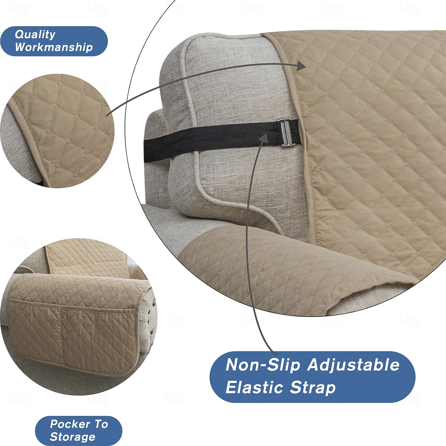 Funda de sofá acolchada elástica e impermeable, apta para mascotas, funda protectora de cojín para el hogar, sala de estar, regalo para dueños de mascotas 2026 - $46.99 –P2