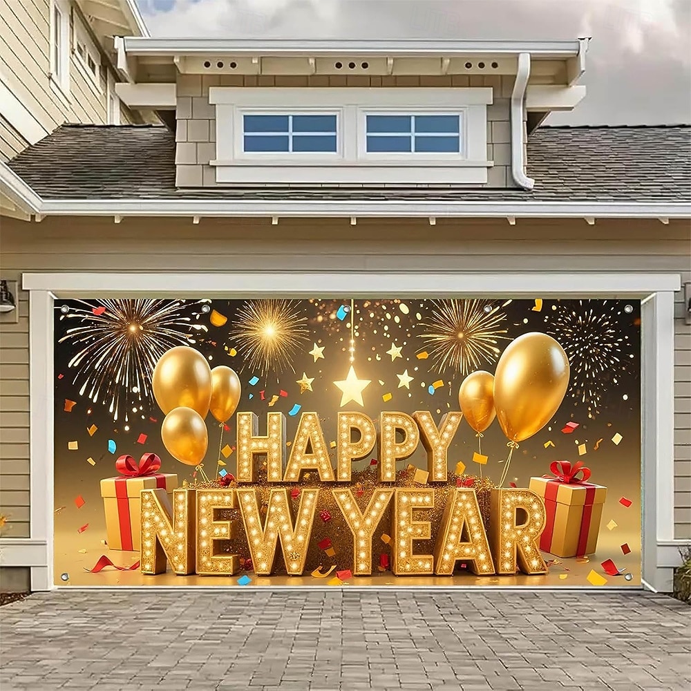 ראש השנה גוֹבּלֶן כיסוי דלת מוסך תלייה גדולה שנה טובה 2026 זיקוקין סגנון חמוד 3D מסיבה חוץ חג רקעים לצילום יארד עיצוב הבית 2026 - $38.99 –P5