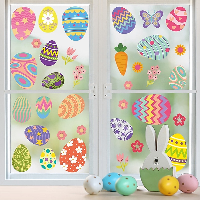 2 fogli di adesivi murali per finestre pasquali, decorazioni statiche a forma di coniglietto pasquale per soggiorno, vetri per finestre e scene di festa del 2026 a $9.99 –P3
