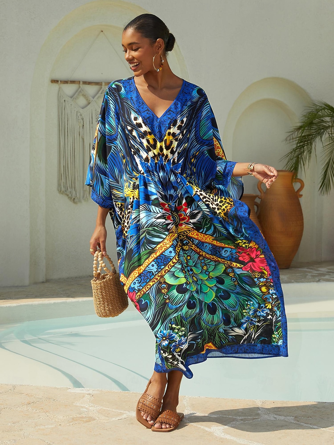 jungle wild party flowy chiffon leopard kaftan 2026 - $91.99 –P6