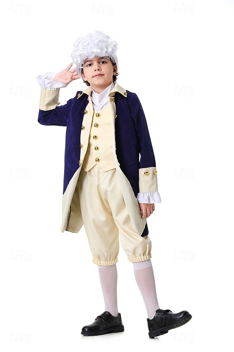 250e anniversaire des États-Unis Rococo Baroque Tenues Manches longues George Washington Alexander Hamilton Epoque Coloniale Déguisement Garçons Carnaval Jour de l'indépendance 4 juillet Enfant de 2026 ? $58.99 –P2