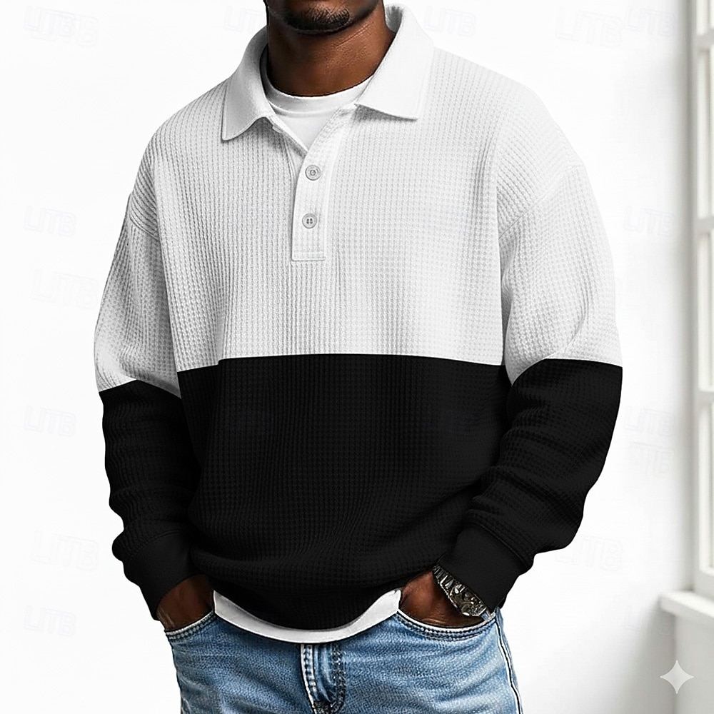 Ανδρικά Συνδυασμός Χρωμάτων Πόλο Μακρυμάνικο Μπλουζάκια πόλο Πέτο Καθημερινό Σχολείο Ένδυση γυμναστικής και άθλησης Καθημερινά Ρούχα 3D εκτύπωση Άνοιξη Φθινόπωρο 2026 - $28.99 –P3