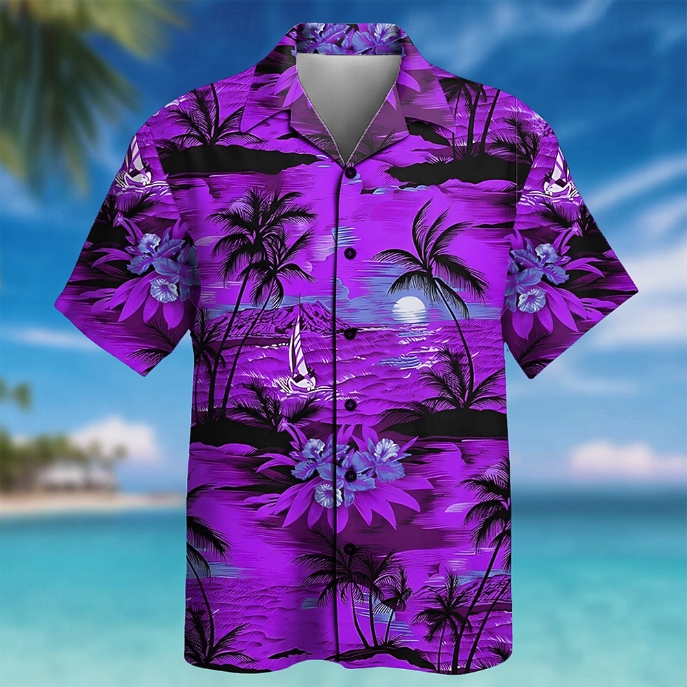 Homme Cocotier Nature et paysages Plantes Tropicales Chemise Chemise à col cubain Chemise hawaïenne Manche Courte Hawaïen Vacances Fête Tenue de plage Été Printemps Chemise à col camp Impression 3D de 2026 ? $25.99 –P3