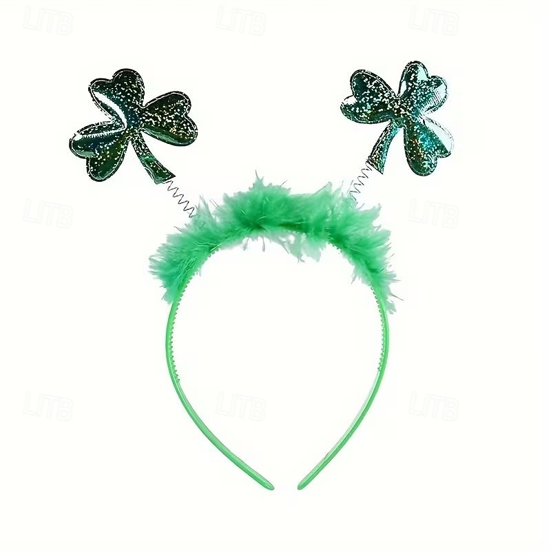 6 diademas para el Día de San Patricio, mini sombreros verdes con plumas para festivales irlandeses. &Lentejuelas, accesorios de fiesta de trébol para mujeres y niños, disfraz del Día de San Patricio 2026 - $20.99 –P5