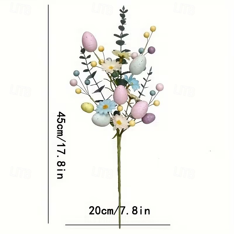 6pcs Artificial Easter Flower Stems with Speckled Eggs and Colorful Berries, Spring Centerpiece Decor with Pastel Eggs, Daisies, and Branches for Easter Arrangements 2026 - $32.99 –P2