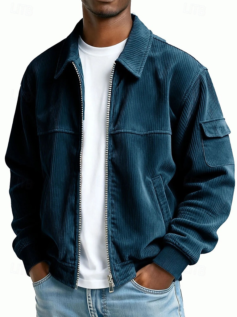 Ανδρικά Κοτλέ σακάκι Causal Καθημερινά Τσέπη Φθινόπωρο Χειμώνας Συμπαγές Χρώμα Βίντατζ Καθημερινά Κολάρο Πουκαμίσου Κανονικό Μαύρο Πράσινο Ανοικτό Βαθυγάλαζο Σκούρο πράσινο Καφέ Σακάκια 2026 - $20.99 –P1