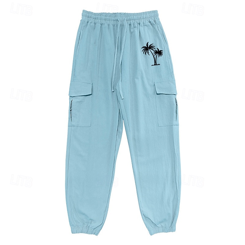 Homens Corredores Calças de linho Calças Calça verão Calças de praia Com Cordão Cintura elástica Bolso com aba Côr Sólida Conforto Respirável Diário Ao ar livre Praia Férias Moda Preto Branco de 2026 por $32.99 –P6