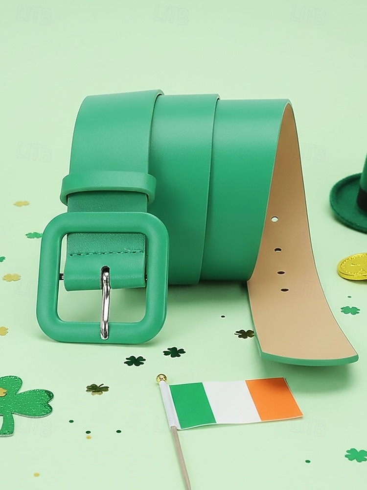 Cinto feminino em couro sintético, diversas cores, ajuste regulável, perfeito para o Dia de São Patrício e para o dia a dia, acessório estiloso e versátil. de 2026 por $9.99 –P4