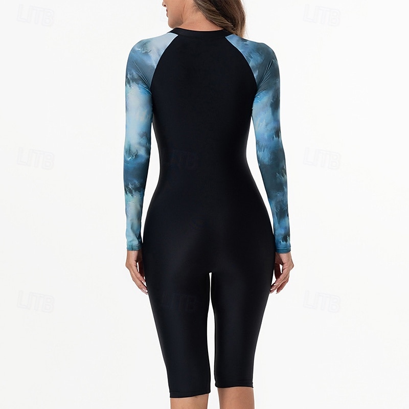 Pentru femei Bariere Iritatie Costum de baie One Pieces Grafic Peteci Inchide fermuarul Protecție UV Înaltă Elasticitate Manșon Lung Costume de Baie Surfing Scufundare Snorkeling Primăvară 2026 - $30.99 –P5