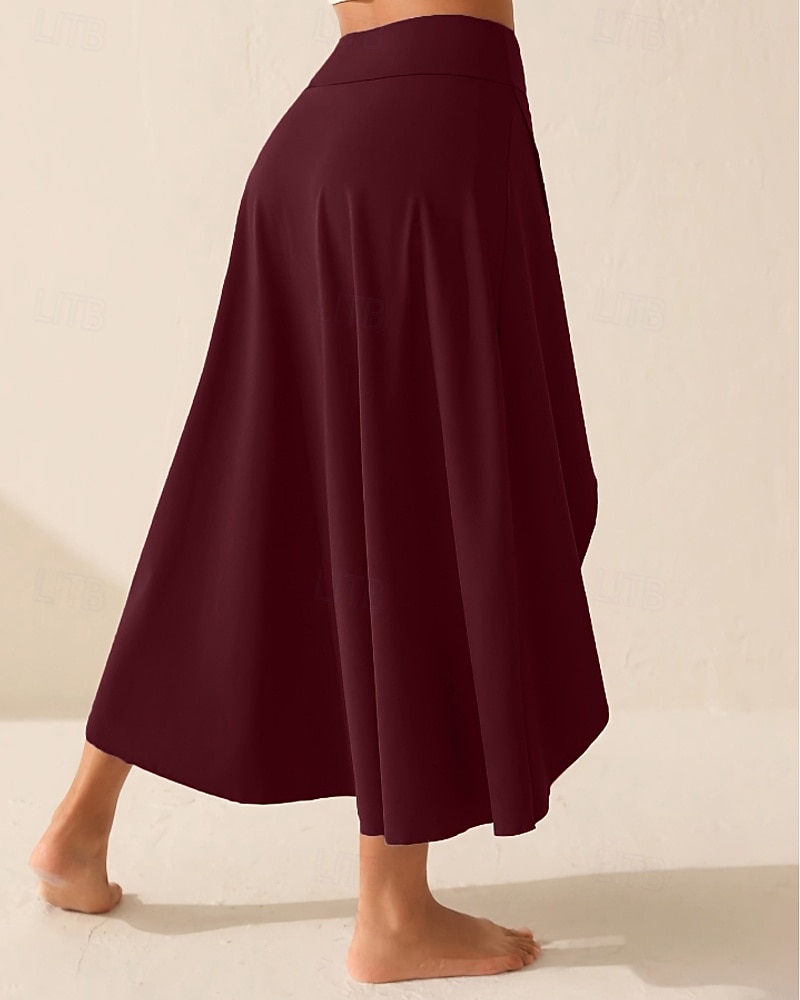 Mulheres Elegante Estilo bonito Médio Cintura Alta Saias Tecido Franzido Hem irregular Sem Elasticidade Diário Praia Preto Vermelho Azul Roxo Verão de 2026 por $16.99 –P6