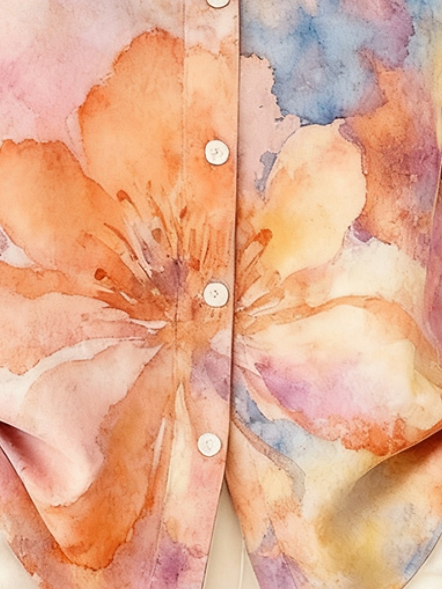 Mujer Camisa Botones Estampado Floral Graphic Elegante Casual Manga Larga Cuello Camisero Tops regulares Diario Rosa Primavera Otoño 2026 - $32.99 –P3