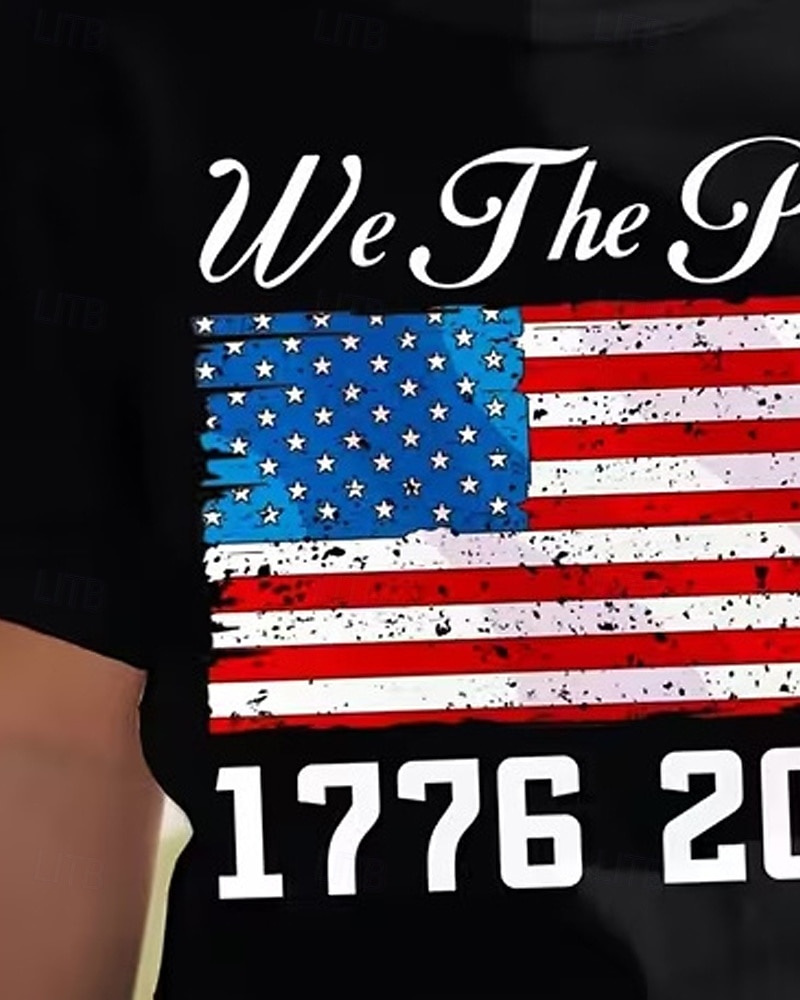 100% Baumwolle Kinder Mädchen Schwarz Grafik USA Flagge 250-jähriges Jubiläum Amerikanische US-Flagge für Kinder T-Shirt Rundhalsausschnitt Kurzarm Urlaub Sport & Outdoor Alltagskleidung Hawaiianisch 2026 - $19.99 –P7