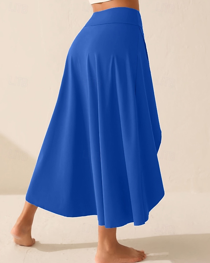 Mulheres Elegante Estilo bonito Médio Cintura Alta Saias Tecido Franzido Hem irregular Sem Elasticidade Diário Praia Preto Vermelho Azul Roxo Verão de 2026 por $16.99 –P8