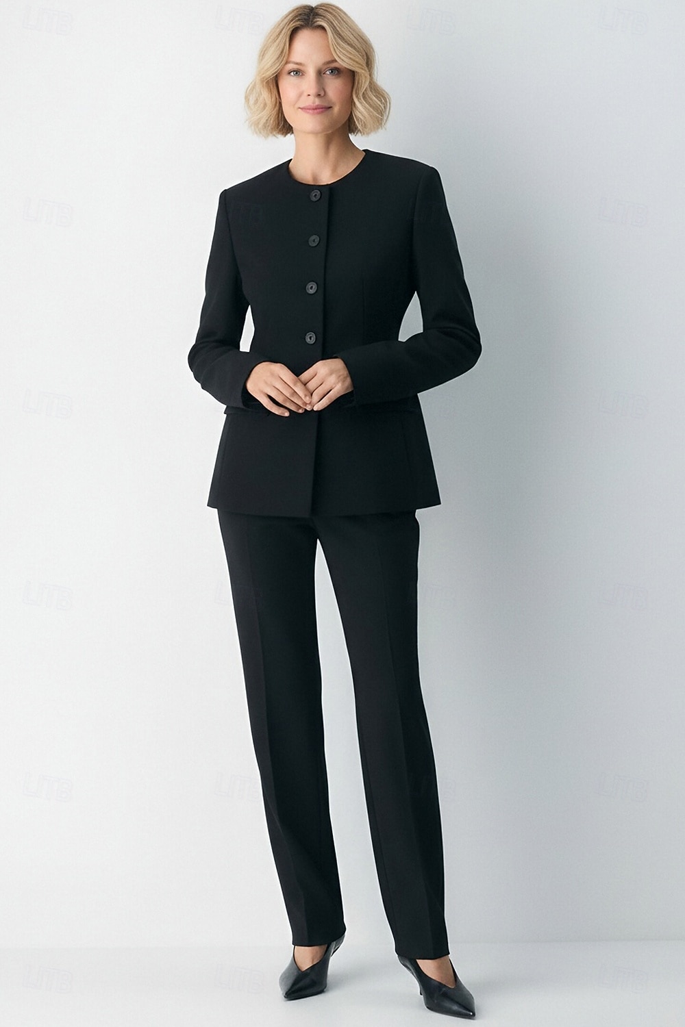 Women's 2 Pieces Suits Separates Office Work Formal Stretch Fabric Elegant Business Simple Long Sleeve Round Peak Lapel Double Breasted 2026 - $195.99 –P1