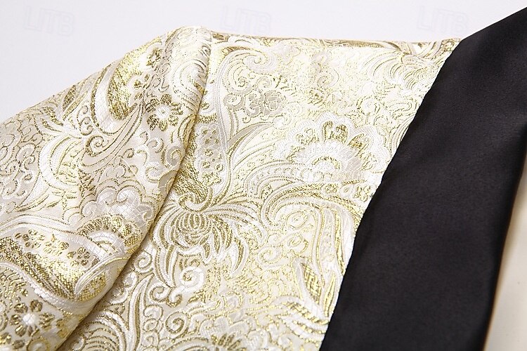 Men's Blazer Jacket Shawl Collar Fashion Party Luxury Paisley Jacquard Blazer Red Beige Tailored Fit Single Breasted One-button 2026 - $117.99 –P9