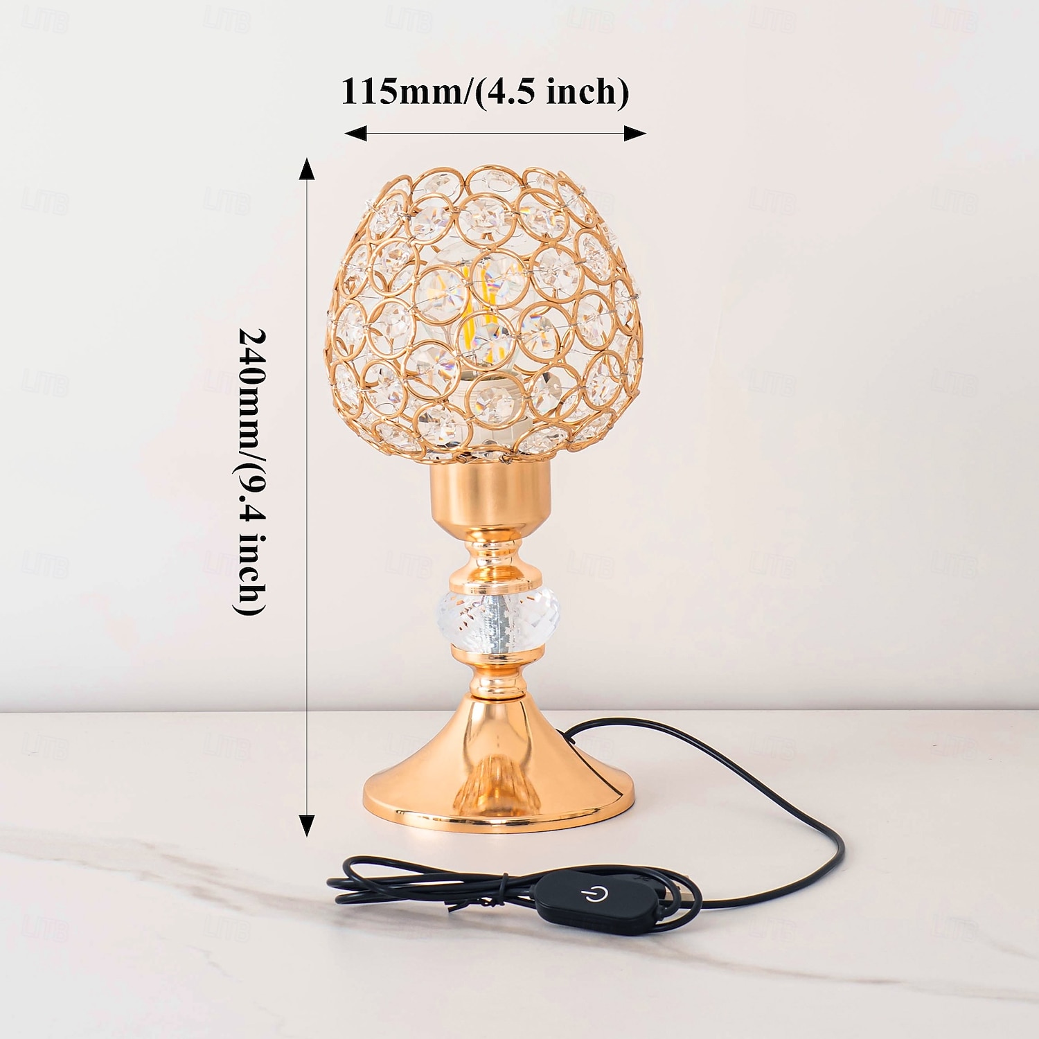 Bougie en cristal doré, lampe de chevet de luxe rechargeable, lumière chaude 3000K, intensité variable, idéale pour la chambre, les mariages et les fêtes. de 2026 ? $64.99 –P5