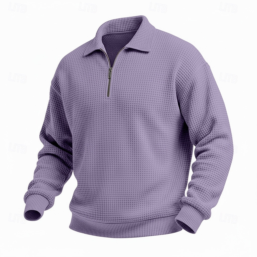 Homme Sweat-shirt Sweat-shirt gaufré Sweat à capuche Sweat-shirt quart de fermeture éclair Rouge vin Col montant Uni Texturé Occasionnel Quotidien Sport & Loisir Streetwear Frais Vêtements de sport de 2026 ? $24.99 –P10
