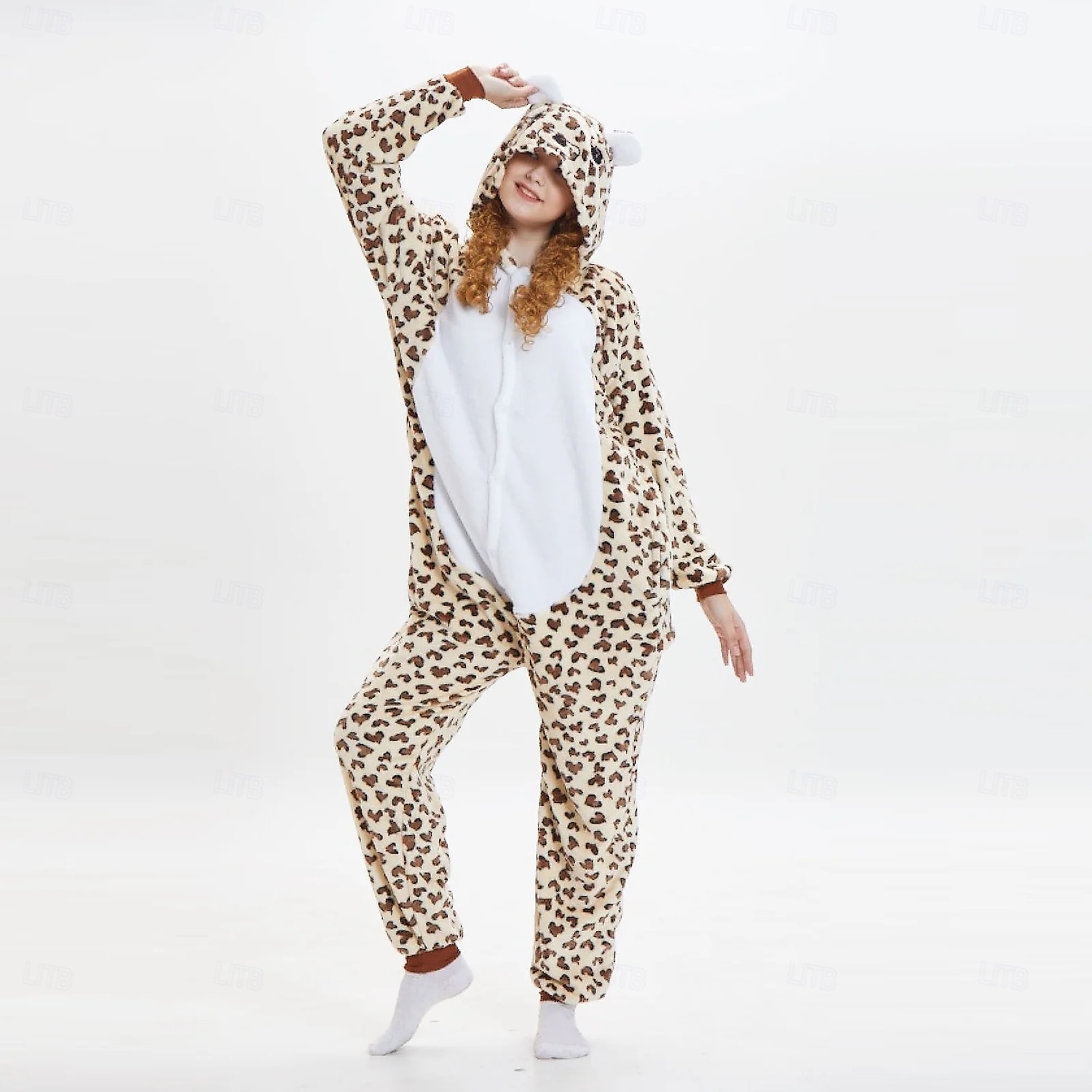 Kigurumi Pajamas Group Costume Onesie Costume Animal Leopard Warm Comfy Hooded Fleece Kid's Adults' Men's Women's Boys' Halloween Carnival Party Performance Homewear Dress Up 2026 - $27.99 –P4