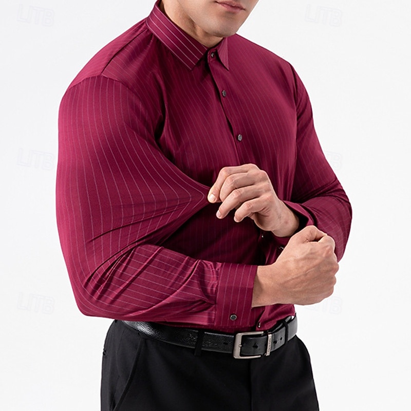 Hombre Camisa Camisa para Vestido Abotonar la camisa A Rayas Diario Negocio Bleu Ciel Negro Blanco Rojo Manga Larga Cuello Vuelto Todas las Temporadas Ropa Retazos 2026 - $26.99 –P6