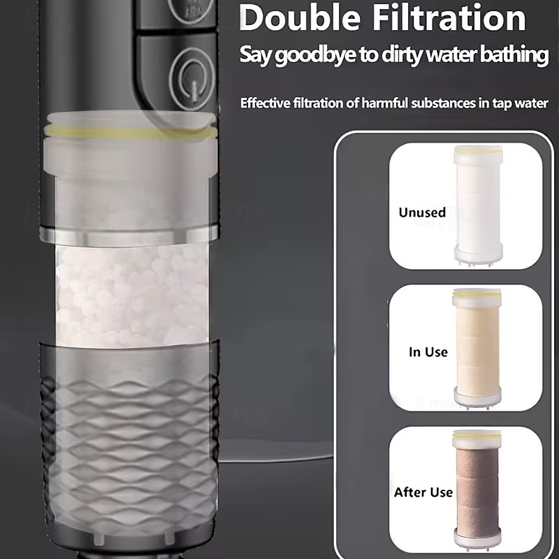 5 τεμάχια χειροκίνητη κεφαλή ντους υψηλής πίεσης, τέσσερις λειτουργίες ψεκασμού, κεφαλή ντους με σταγόνες νερού ιόντων, επιτοίχια τοποθέτηση, με διακόπτη on/off, φιλτραρισμένο μασάζ ντους με λάστιχο 2026 - $39.99 –P13