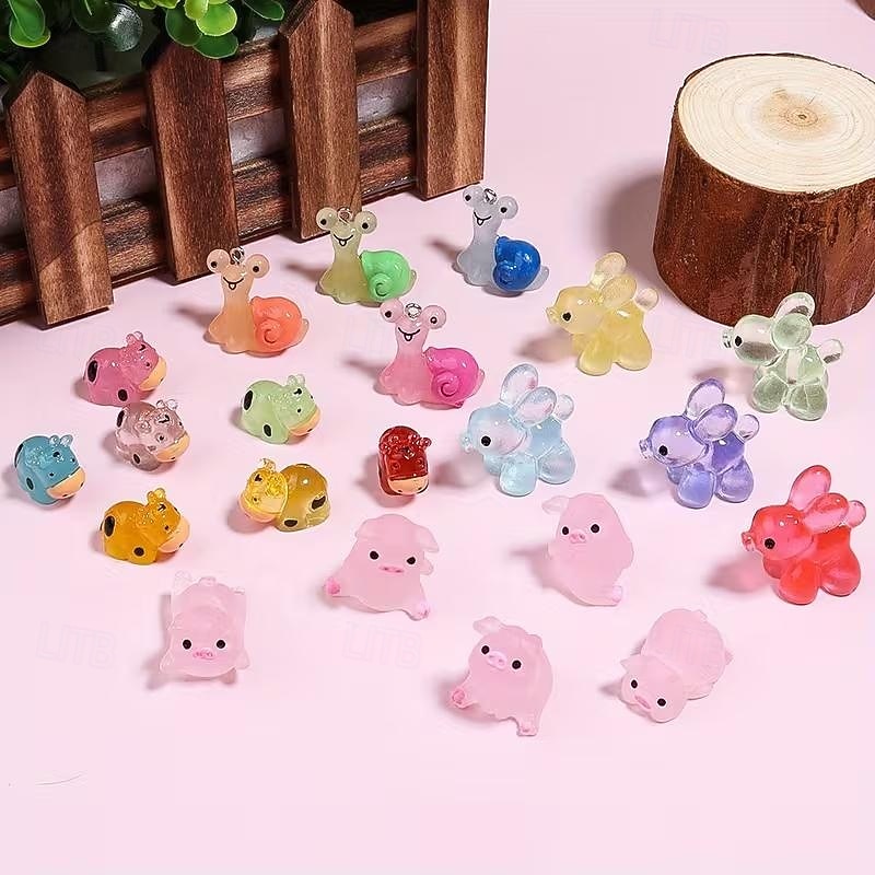 100 stk håndlagde gjennomsiktige harpiksdyranheng til påskeeggfyll, enhjørning, kanin, hai, elefant og mer, fargerike minifigurer til festgaver, høytidsdekorasjoner, samleobjekt til hjemmet 2026 - $16.99 –P6