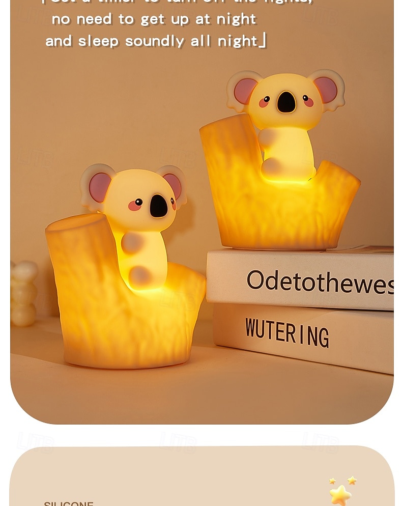 7-Color Gradient Koala Soft Silicone Patting Light Usb Charging Nightlight Timer Christmas New Year Festival Birthday Gift Bedroom Atmosphere Light 2026 - $23.99 –P10