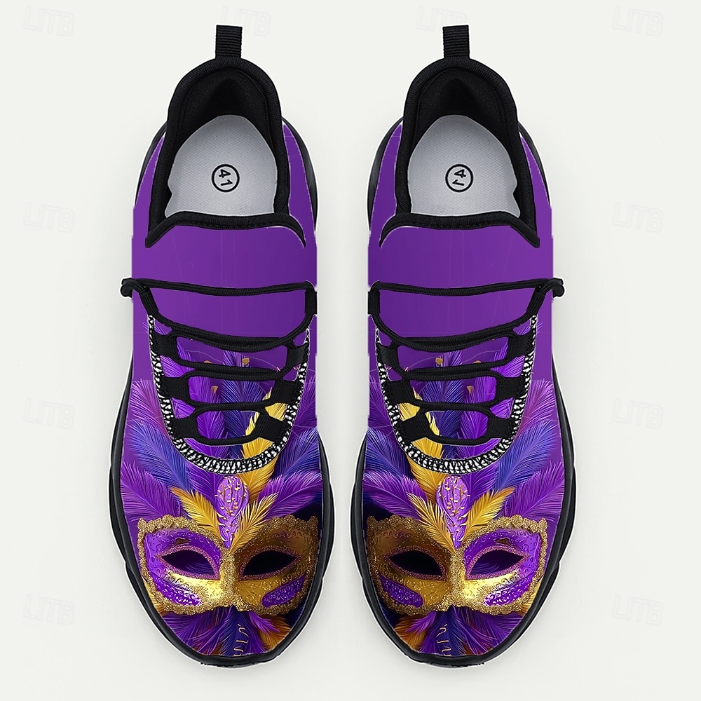 Ανδρικά Παπούτσια Sneakers με Πολύχρωμο Σχέδιο Μάσκας Mardi Gras – Ζωντανός Σχεδιασμός εμπνευσμένος από το Καρναβάλι Άνετα Παπούτσια τρεξίματος για γιορτινές περιστάσεις 2026 - $42.99 –P5