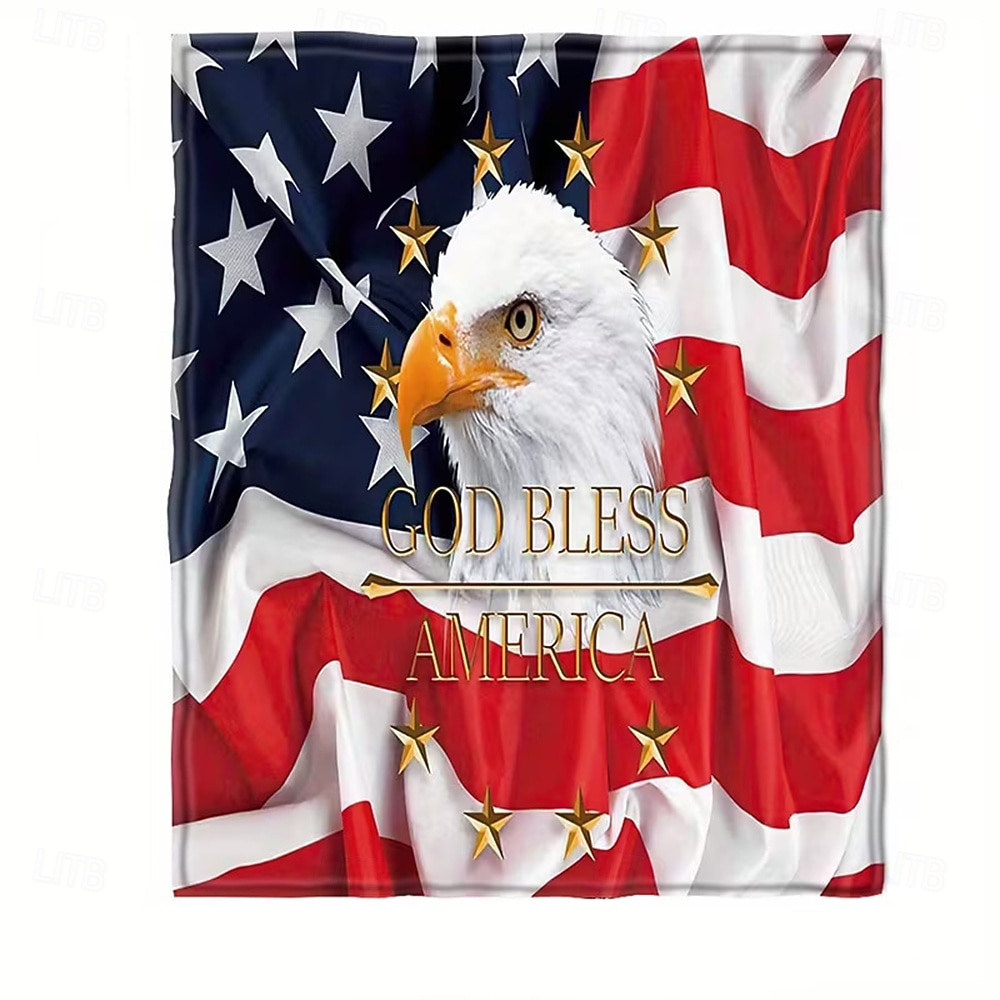 Tag der Unabhängigkeit Fleecedecken Überwurfdecke für die Couch Geschenk Eagle amerikanische Flagge Klassisch 3D Sofa Bett Dekorative Decke Warme Decke Wohndeko 2026 - $24.99 –P4