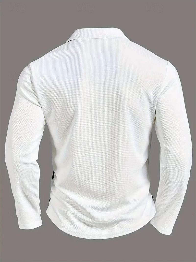 Per uomo Polo Maglia da golf Streetwear Casuale Bavero Manica Lunga Essenziale Moderno Blocco di colori Patchwork Bottoni Primavera Autunno Vestibilità regolare Bianco Polo del 2026 a $24.99 –P6
