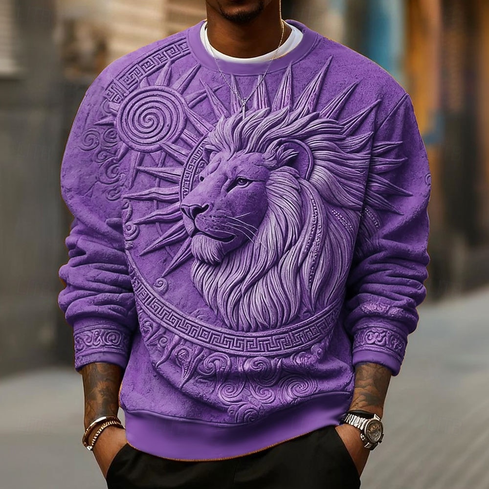 Ανδρικά 3D Εκτύπωση Λιοντάρι 3D εκτύπωση Πουλόβερ Καθημερινό 3D Μακρυμάνικο Στρογγυλή Ψηλή Λαιμόκοψη Διακοπές Πάρτι Δώρο Κίτρινο Βυσσινί Πορτοκαλί Καφέ Γκρίζο Λαιμόκοψη 3D Όλες οι εποχές Σχεδιαστής 2026 - $32.99 –P5