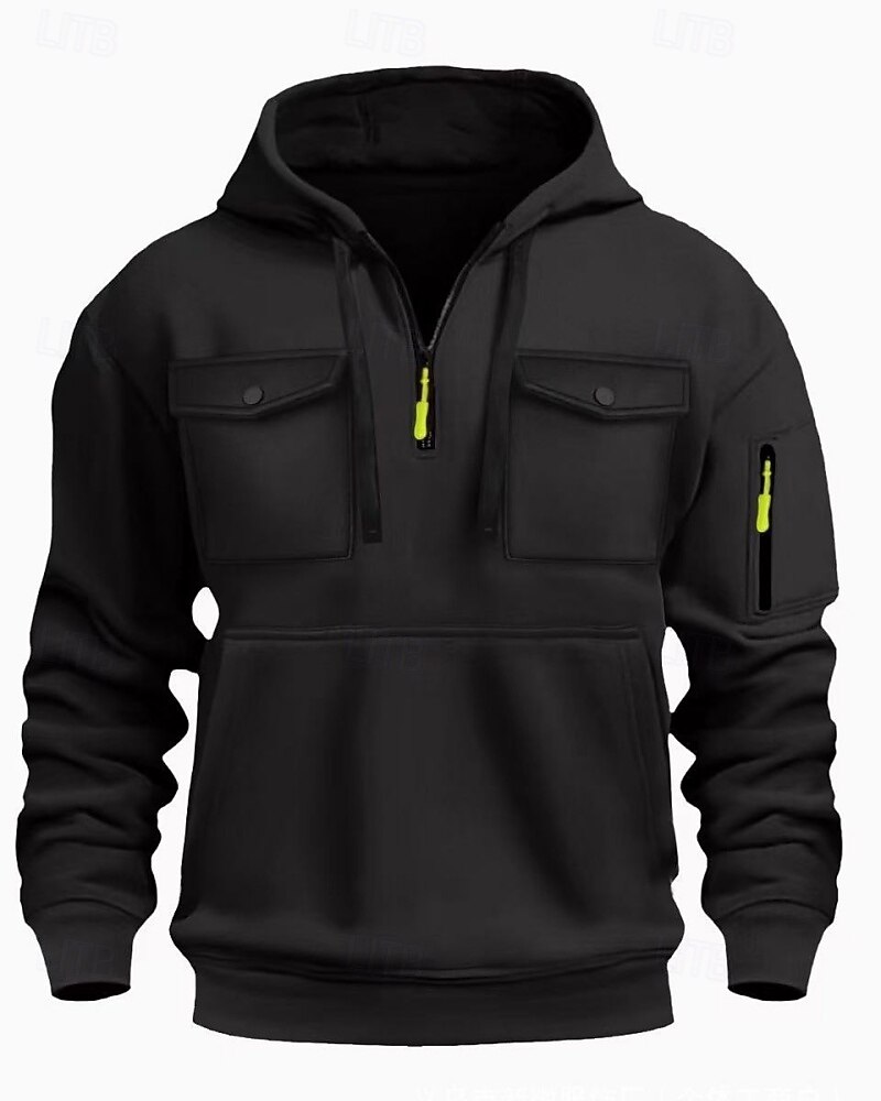 Per uomo Felpa con cappuccio Felpa con cappuccio e zip Felpa con cappuccio e zip corta Nero Verde militare Blu marino Cachi Grigio chiaro Con Cappuccio Semplice Tasca Quotidiano Sport & Outdoor Ferie del 2026 a $28.99 –P6