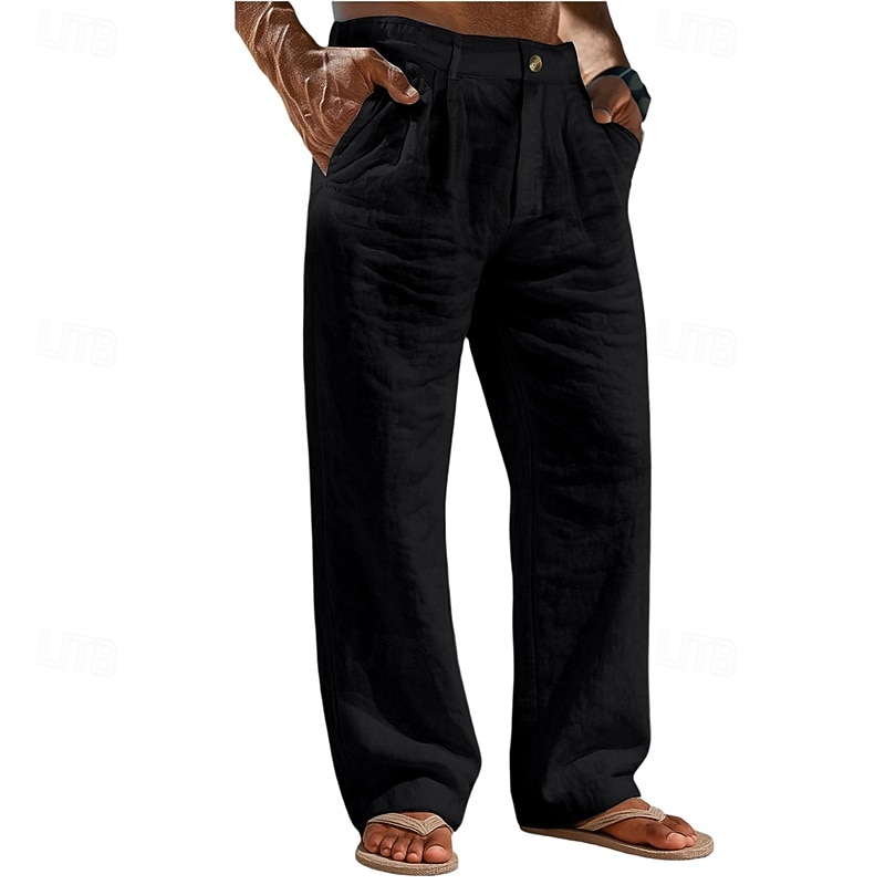 Ανδρικά Λευκά παντελόνια Παντελόνια Καλοκαίρι παντελόνι Φαρδύ παντελόνι Παντελόνι παραλίας Τσέπη Σκέτο Άνεση Αναπνέει Καθημερινά ΕΞΩΤΕΡΙΚΟΥ ΧΩΡΟΥ Παραλία Διακοπές Μοντέρνα Μαύρο Λευκό 2026 - $27.99 –P8