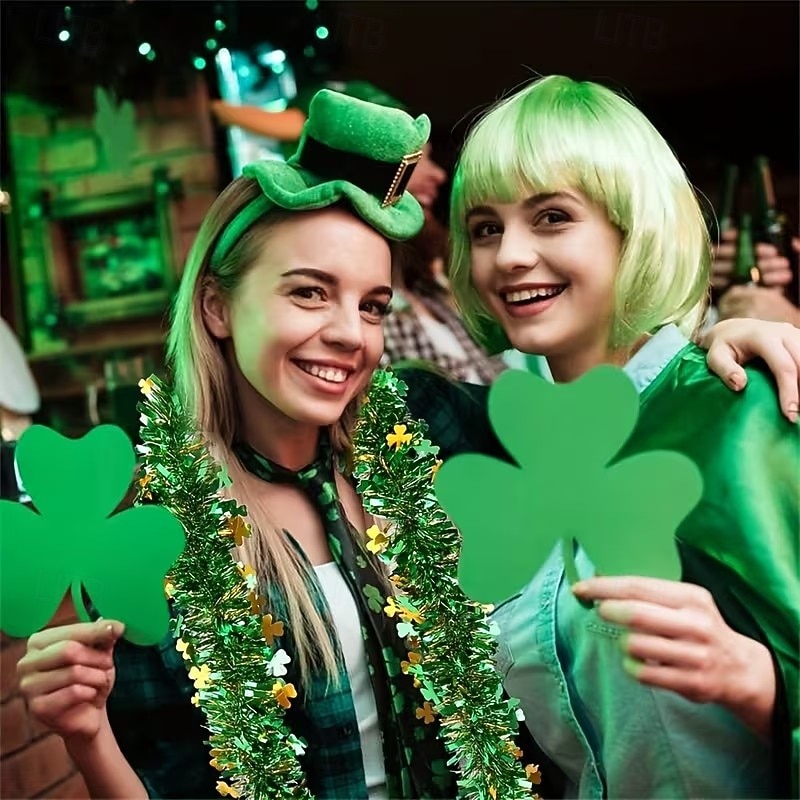 7,6 metrin pituinen hopealankaköynnös Pyhän Patrickin päivänä (4 kpl, yhteensä 8 m), apilanvihreä &kultafoliomuovisisustus, irlantilainen festivaalijuhla, kodinsisustus 2026 - $15.99 –P1