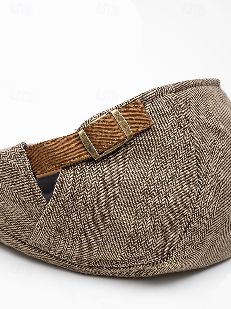 мужская полиэстеровая плоская кепка с узором «ёлочка» — стильная и удобная, доступна в нескольких цветах для повседневных и официальных случаев 2026 - $14.99 –P8